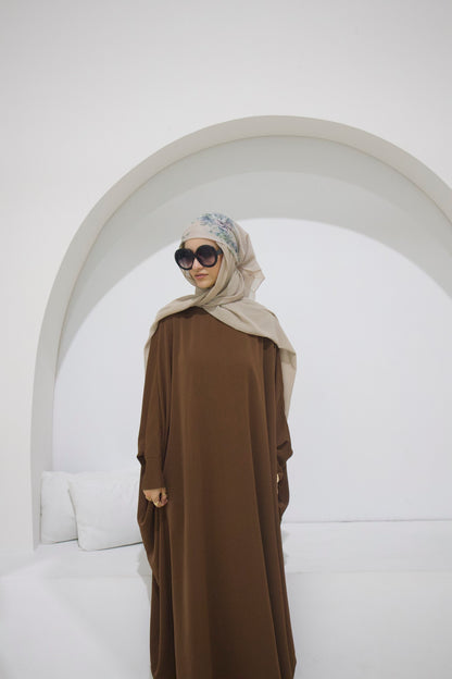 BATWING STAPLE ABAYA - CHESTNUT